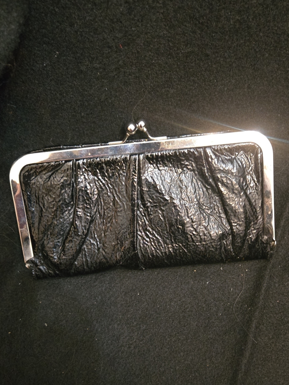Big Buddha Black Textured Frame Clasp Clutch W Kiss. Lock